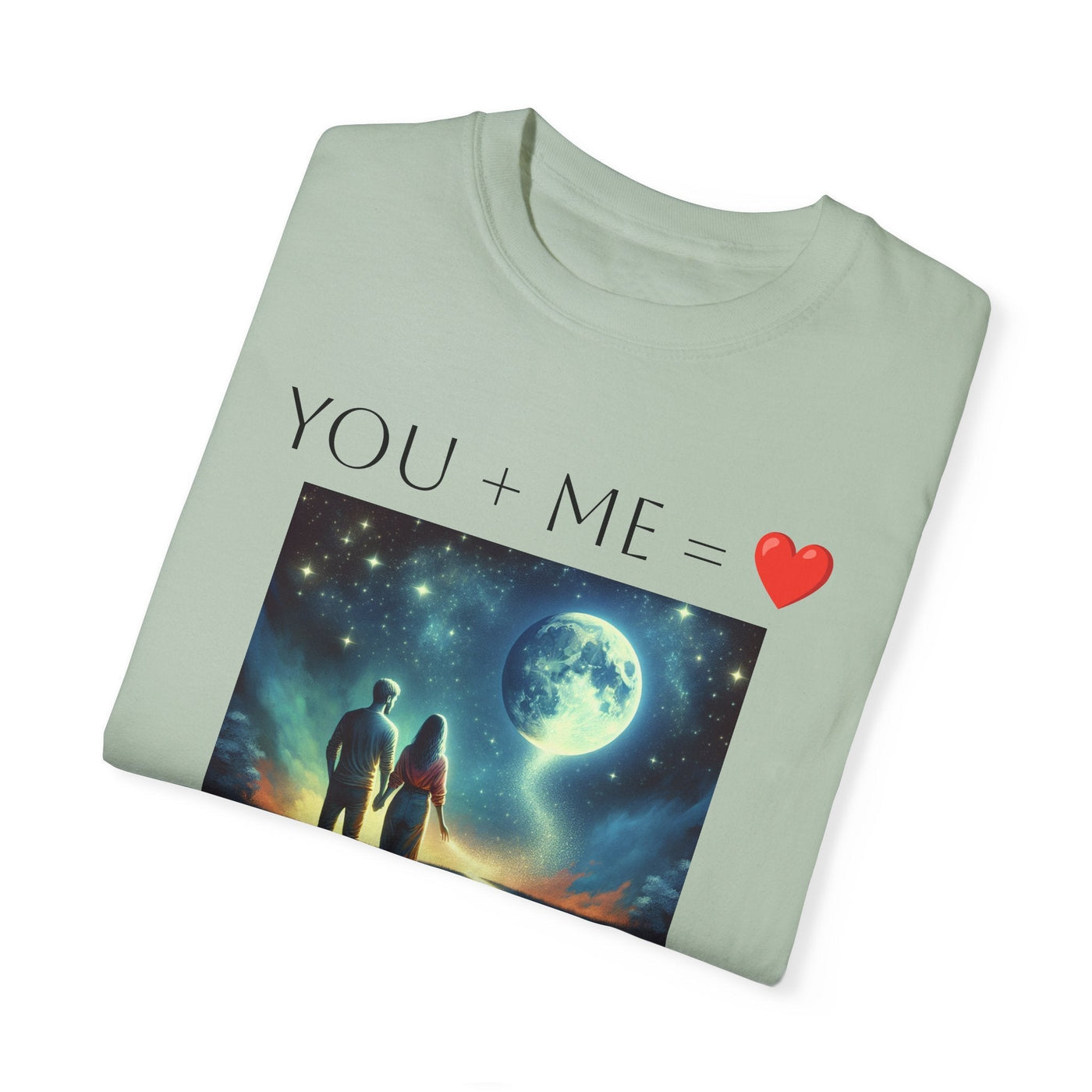 Moon and Back Unisex T-shirt with romantic celestial design, perfect gift for couples and astronomy lovers.