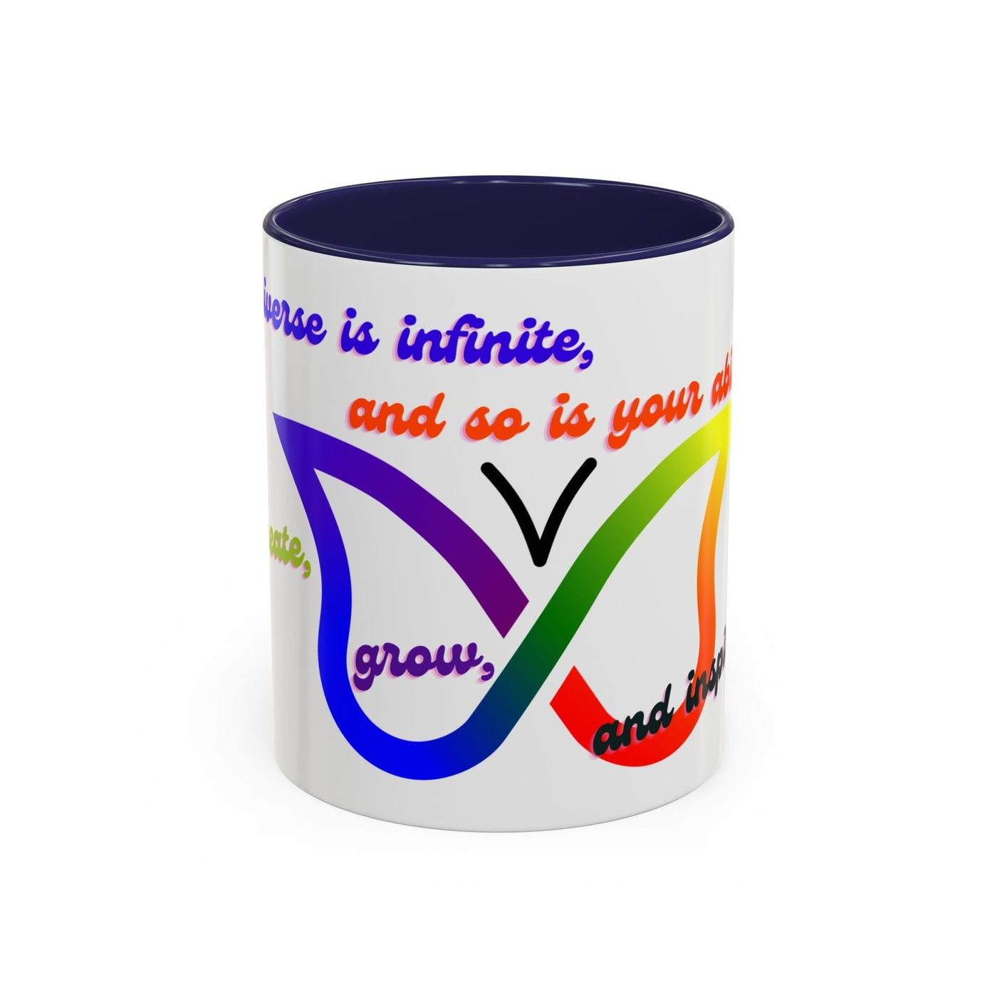 Infinity Butterfly Mug with Colorful Silhouette Design, Inspirational Gift, 11oz, Universe Theme