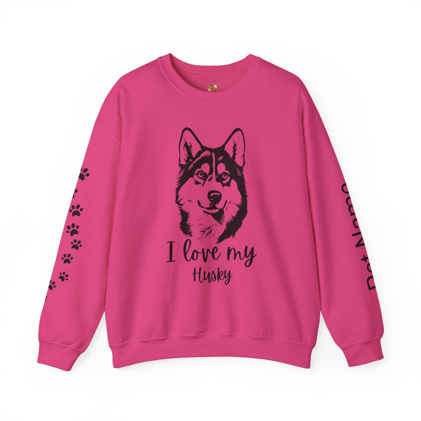 Husky Lover Sweatshirt, Pet's Name Personalized Gift Idea, Husky Dog Owner Apparel, Custom Dog Paw Print Jumper, Comfy Crewneck - NOTALIFY