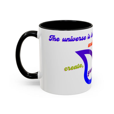 Infinity Butterfly Mug with motivational design, available in 11oz and 15oz, universe theme, ideal gift for creatives.