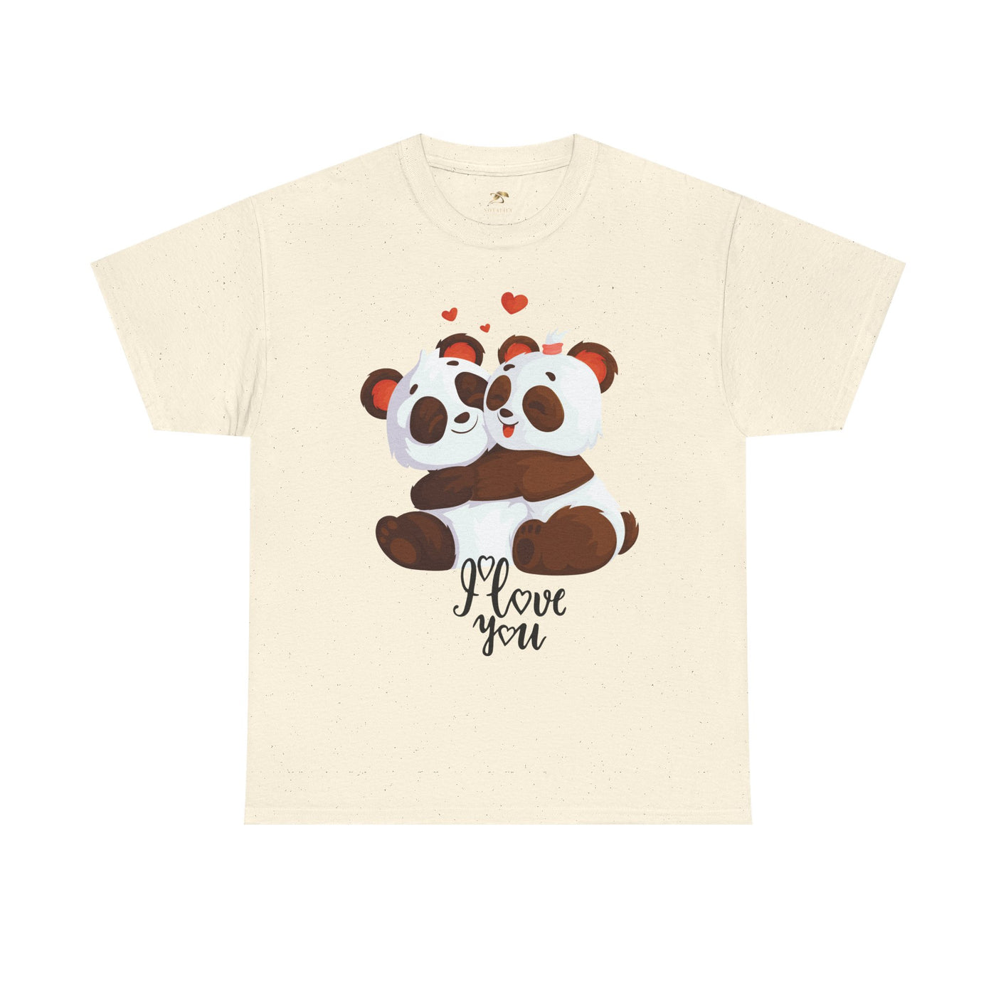 Romantic Panda Tee, Romantic Graphic T-shirt, two panda bears hugging each other with an I love you message - NOTALIFY
