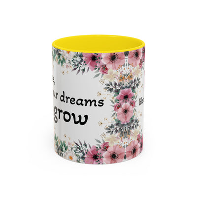 Inspirational quote garden lover mug with wildflower design and vibrant colors.