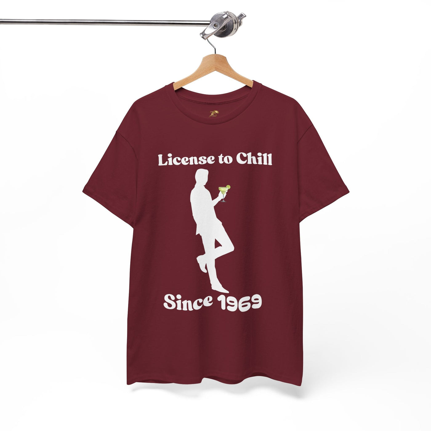 License to Chill t-shirt featuring silhouette holding margarita, customizable "Since [Year]" text, perfect birthday gift.