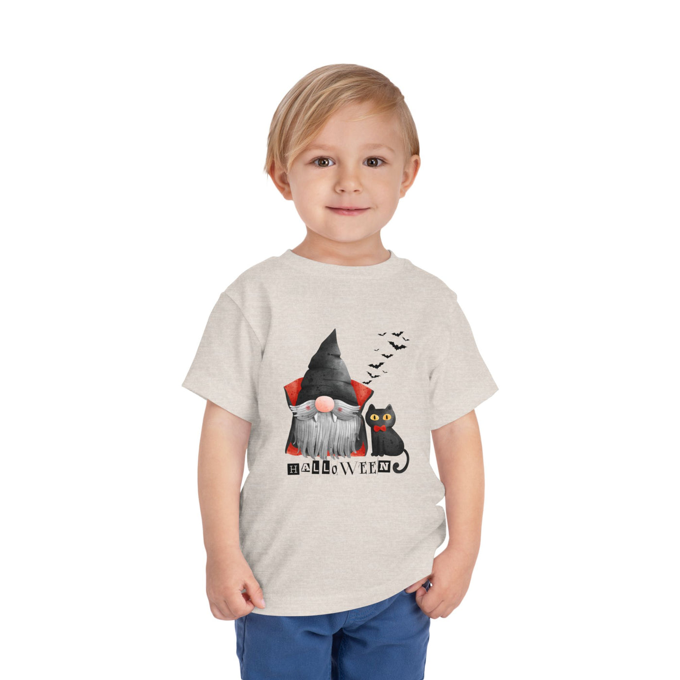 NOTALIFY Boo Halloween Gnome-CAT Toddler T-Shirt | Cute Fall Tee with Candy Bucket | Soft Cotton Short Sleeve | Spooky Outfit