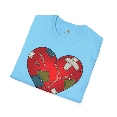 Heart Fixed Enamorados unisex t-shirt with broken heart graphic, perfect Valentine's Day gift for couples.