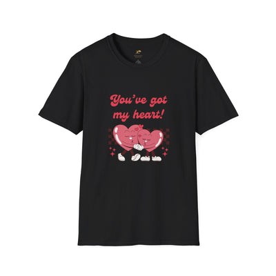 Unisex Softstyle Heart Graphic Tee with "You've got my heart" design, perfect for Valentine's Day.