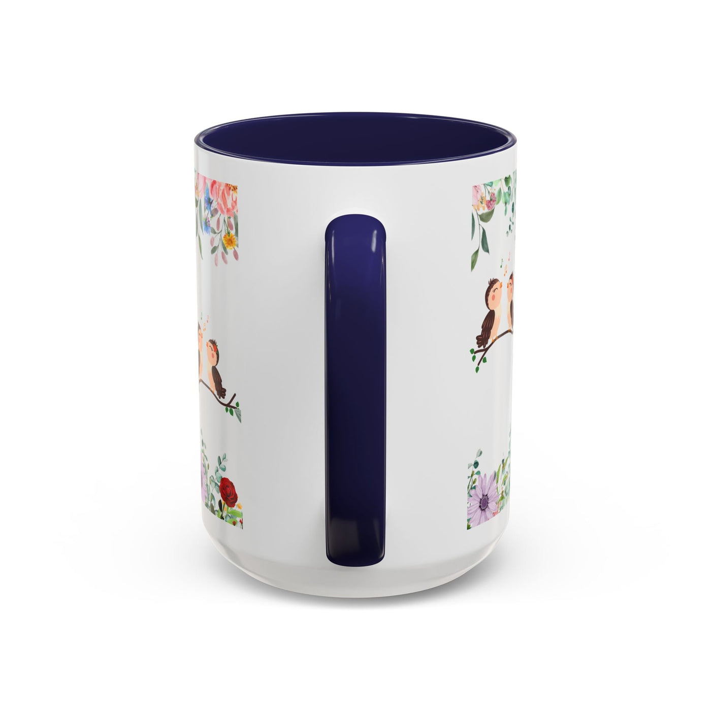 Inspirational ceramic cup with colorful flower design and motivational quote.