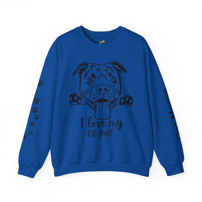 Pit Bull Lover Sweatshirt, Pet's Name Personalized Gift Idea, Pit Bull Dog Owner Apparel, Custom Dog Paw Print Jumper, Comfy Crewneck - NOTALIFY