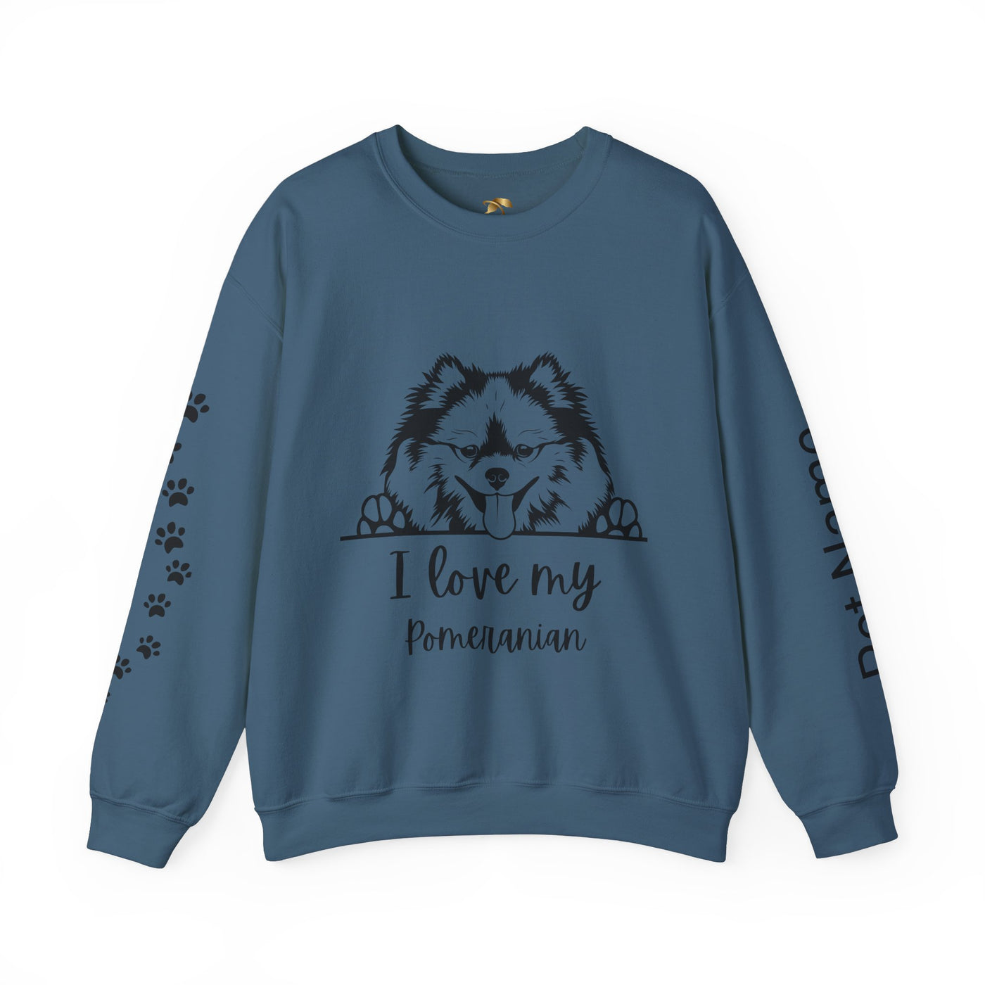 Pomeranian Lover Sweatshirt, Pet's Name Personalized Gift Idea, Pomeranian Dog Owner Apparel, Custom Dog Paw Print Jumper, Comfy Crewneck - NOTALIFY