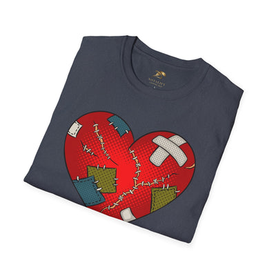 Unisex t-shirt with heart design; Valentine's Day gift for couples.