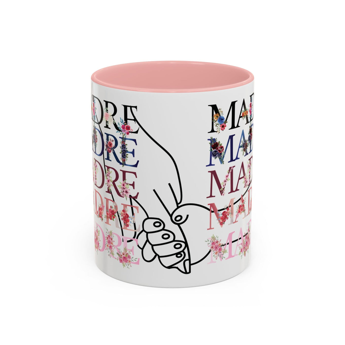 Mother's Day Mug, Accent Coffee Cup with Flowers and Names, Gift for M