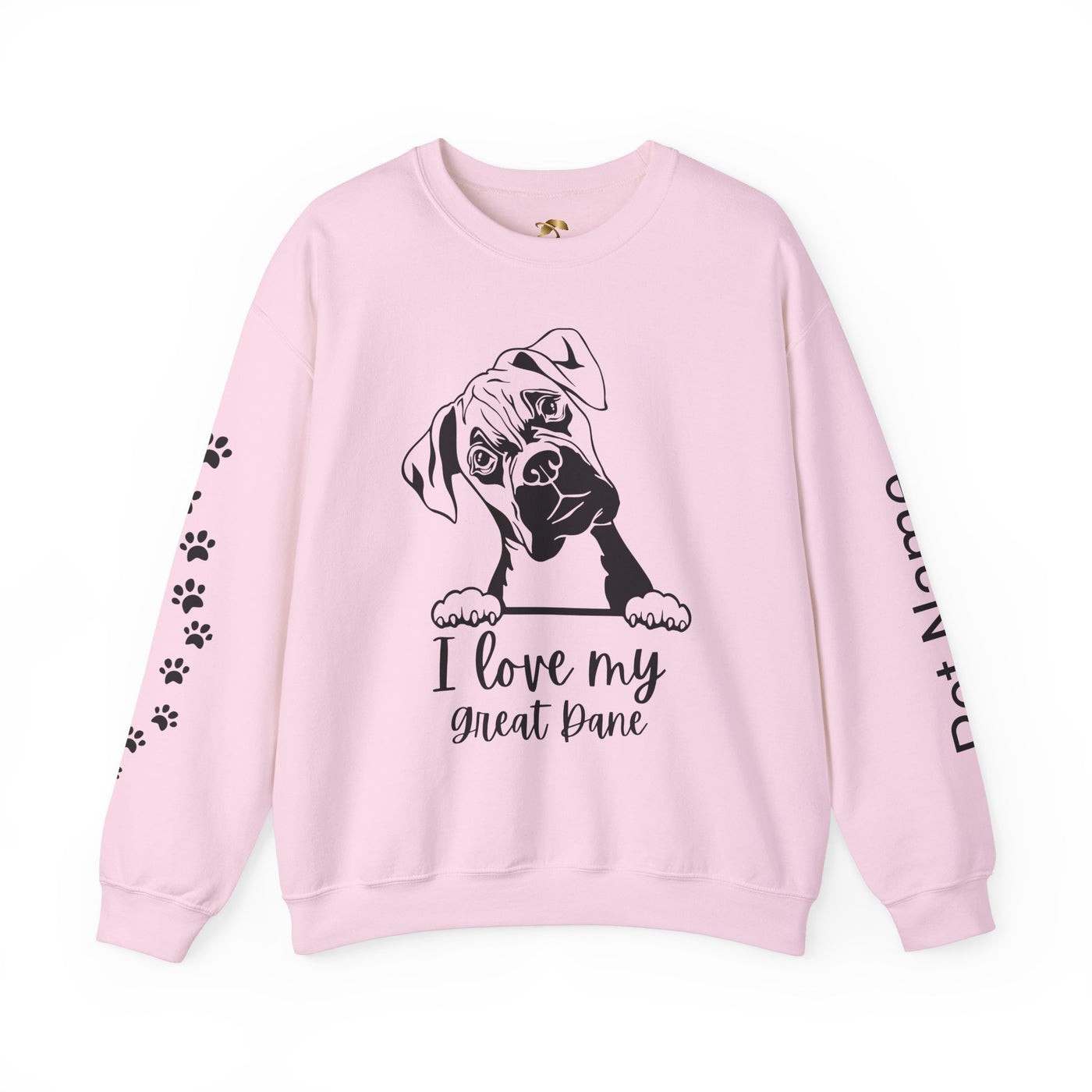 Great Dane Lover Sweatshirt, Pet's Name Personalized Gift Idea, Great Dane Dog Owner Apparel, Custom Dog Paw Print Jumper, Comfy Crewneck - NOTALIFY