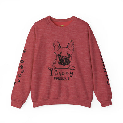 Frenchie Dog Lover Sweatshirt, Pet's Name Personalized Gift Idea, Frenchie Dog Owner Apparel, Custom Dog Paw Print Jumper, Comfy Crewneck
