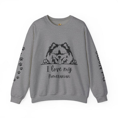 Pomeranian Lover Sweatshirt, Pet's Name Personalized Gift Idea, Pomeranian Dog Owner Apparel, Custom Dog Paw Print Jumper, Comfy Crewneck - NOTALIFY