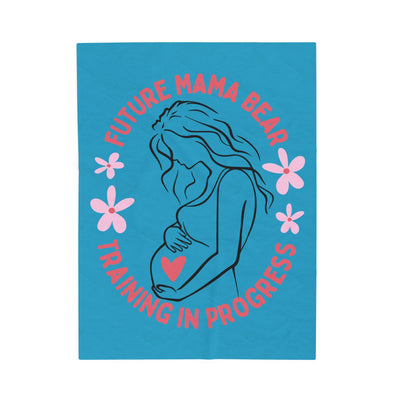 Future Mama Bear Training Plush Blanket, Cozy Gift for Expecting Moms, Baby Shower Decor, Nursery Throw - NOTALIFY