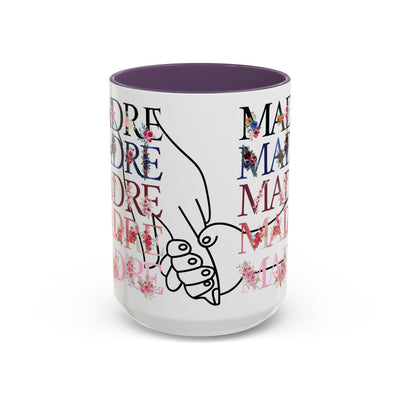 Mother's Day Mug, Accent Coffee Cup with Flowers and Names, Gift for M