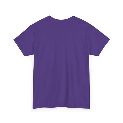 Unisex purple T-shirt with "Be Kind, Rewind Often" retro design, classic fit, ribbed knit collar.