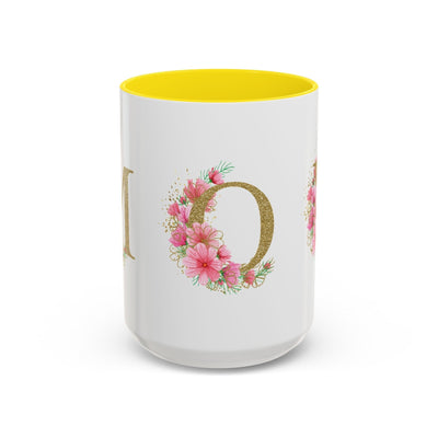 Mother's Day mug with floral design and yellow interior, perfect gift for mom.