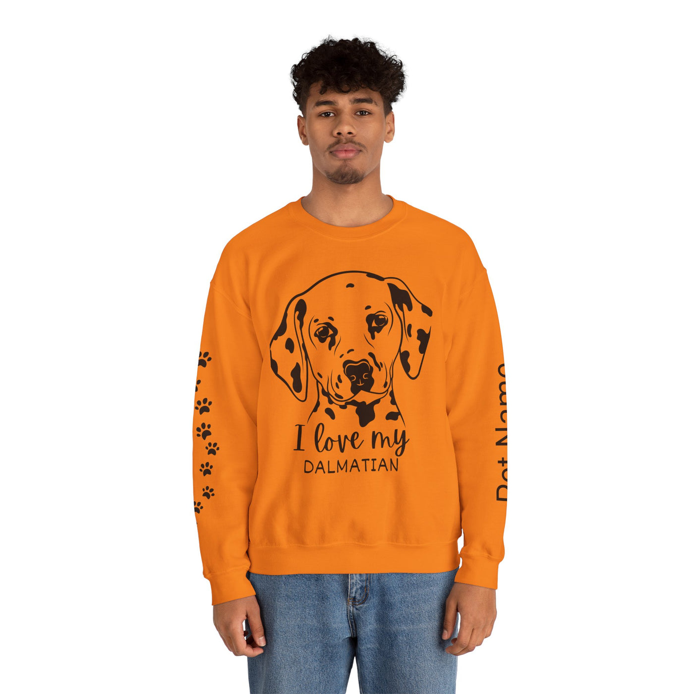 Damatian Dog Lover Sweatshirt, Pet's Name Personalized Gift Idea, Frenchie Dog Owner Apparel, Custom Dog Paw Print Jumper, Comfy Crewneck
