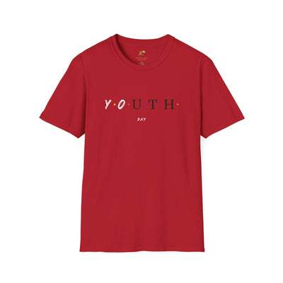 Red Youth Day Celebration unisex t-shirt with colorful dot accents, made of 100% ring-spun cotton, featuring a classic crew neckline and lightweight fabric.