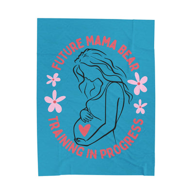Future Mama Bear Training Plush Blanket, Cozy Gift for Expecting Moms, Baby Shower Decor, Nursery Throw - NOTALIFY