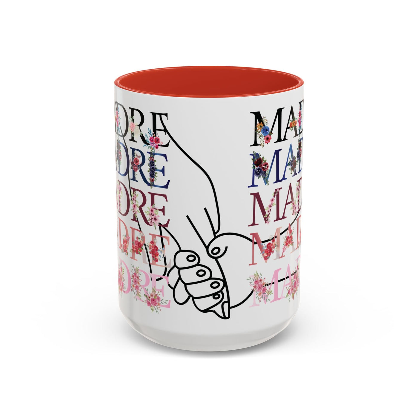 Mother's Day Mug, Accent Coffee Cup with Flowers and Names, Gift for M