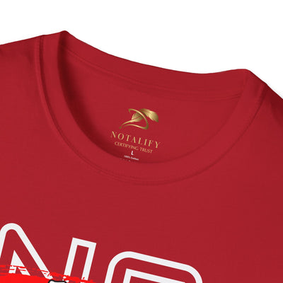 Red unisex youth t-shirt with No Fear No Limits motivational graphic and crew neckline