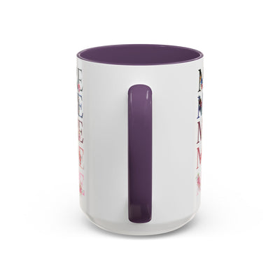 Mother's Day Mug, Accent Coffee Cup with Flowers and Names, Gift for M