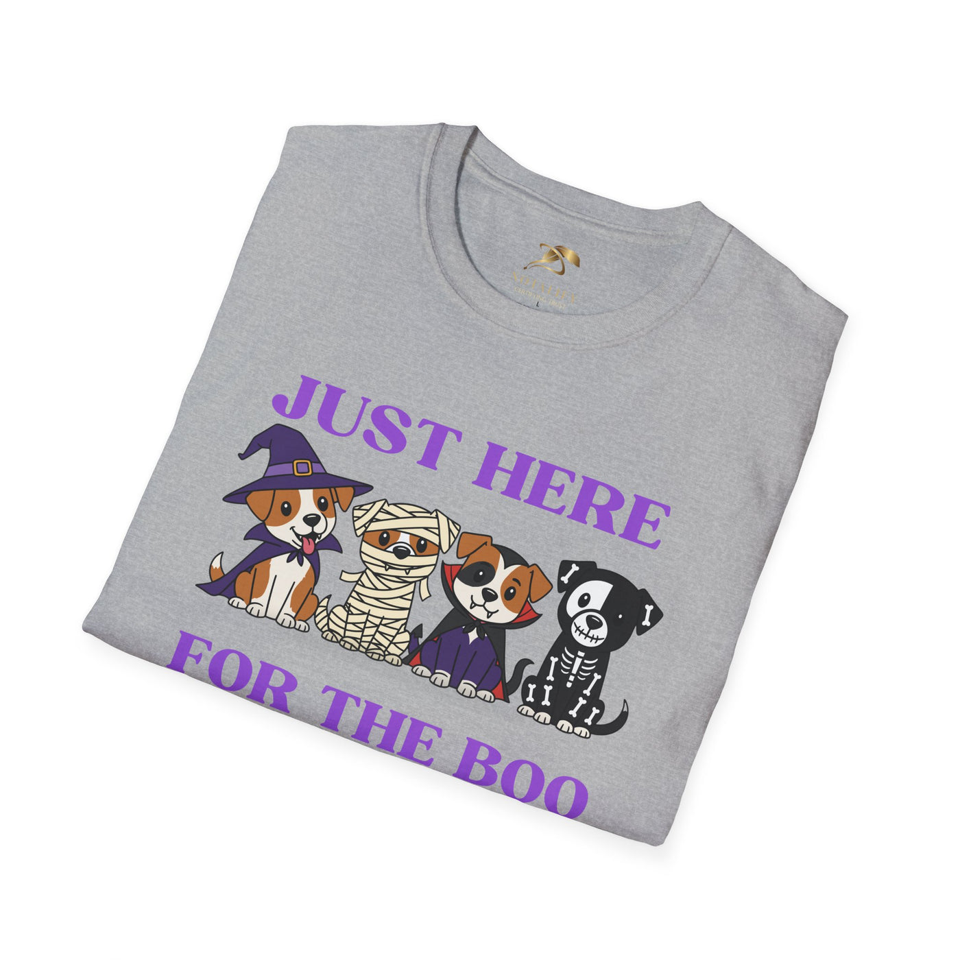 NOTALIFY Just Here for the Boo Dog Halloween TEE | Cute Puppy Costume | Soft Cotton | Fun Fall Outfit for Kids & Adults