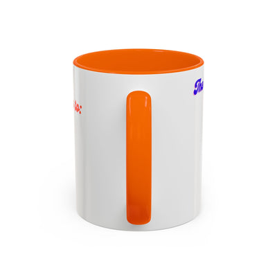 Infinity Butterfly Mug with vibrant orange interior and handle, motivational coffee cup, 11oz or 15oz.