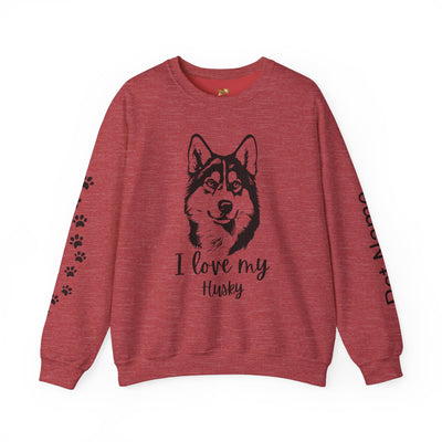 Husky Lover Sweatshirt, Pet's Name Personalized Gift Idea, Husky Dog Owner Apparel, Custom Dog Paw Print Jumper, Comfy Crewneck - NOTALIFY