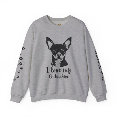 Chihuahua Lover Sweatshirt, Pet's Name Personalized Gift Idea, Chihuahua Dog Owner Apparel, Custom Dog Paw Print Jumper, Comfy Crewneck - NOTALIFY