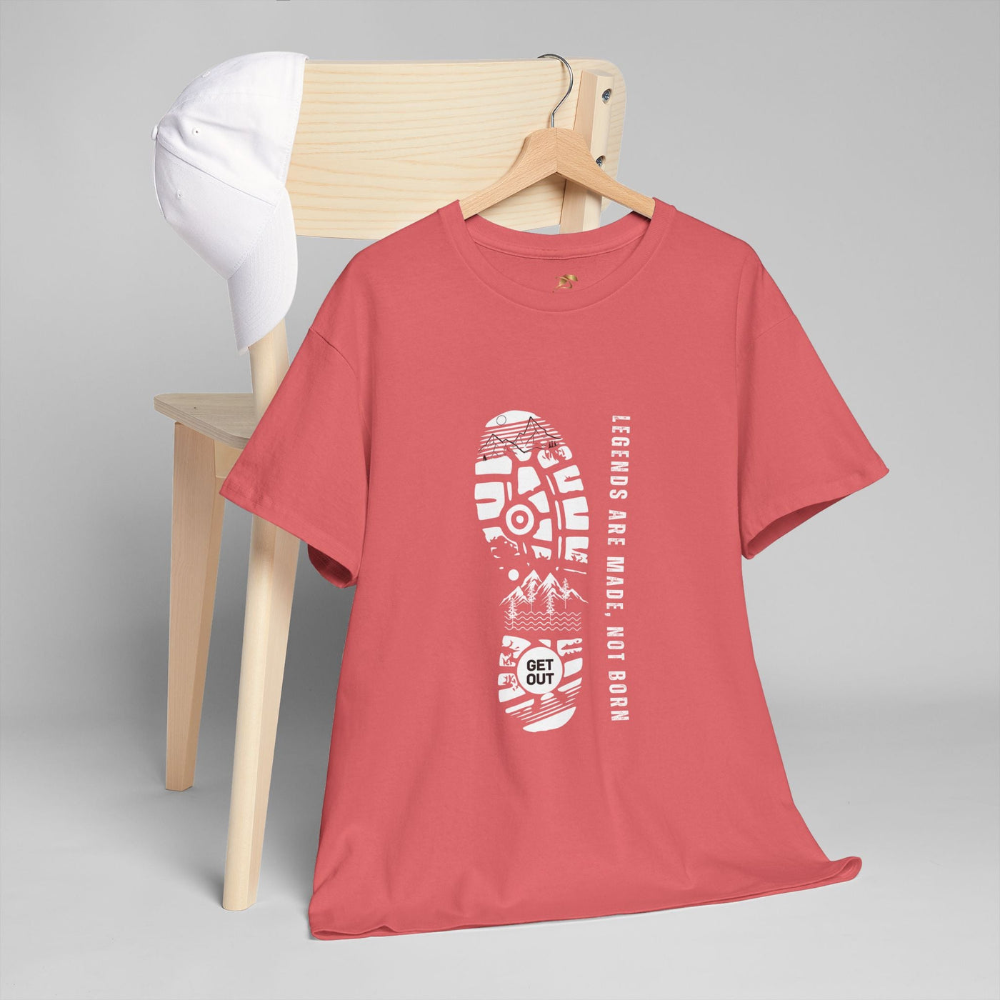 Unisex heavy cotton tee with "Legends are made NOT BORN" message, durable graphic T-shirt.