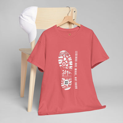 Unisex heavy cotton tee with "Legends are made NOT BORN" message, durable graphic T-shirt.