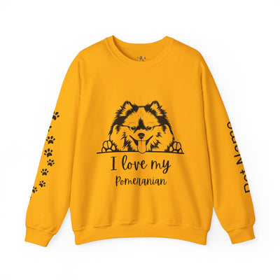 Pomeranian Lover Sweatshirt, Pet's Name Personalized Gift Idea, Pomeranian Dog Owner Apparel, Custom Dog Paw Print Jumper, Comfy Crewneck - NOTALIFY