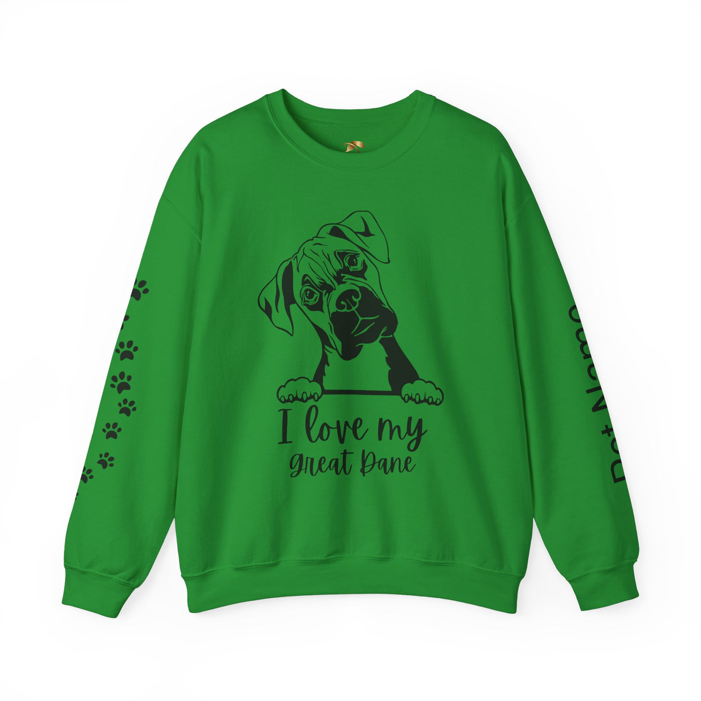 Great Dane Lover Sweatshirt, Pet's Name Personalized Gift Idea, Great Dane Dog Owner Apparel, Custom Dog Paw Print Jumper, Comfy Crewneck - NOTALIFY