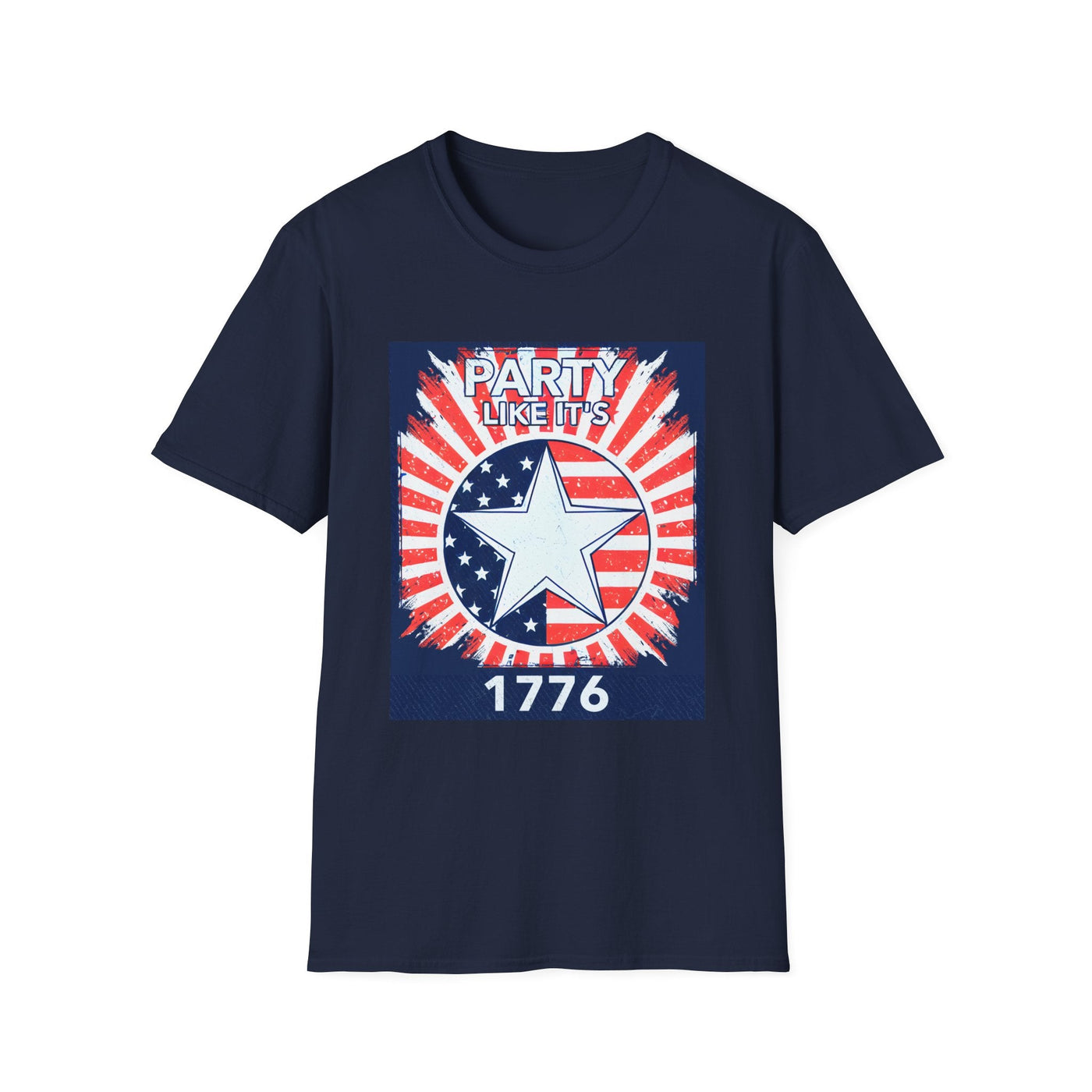 Patriotic Party T-Shirt with star and stripes design for 4th of July celebrations.