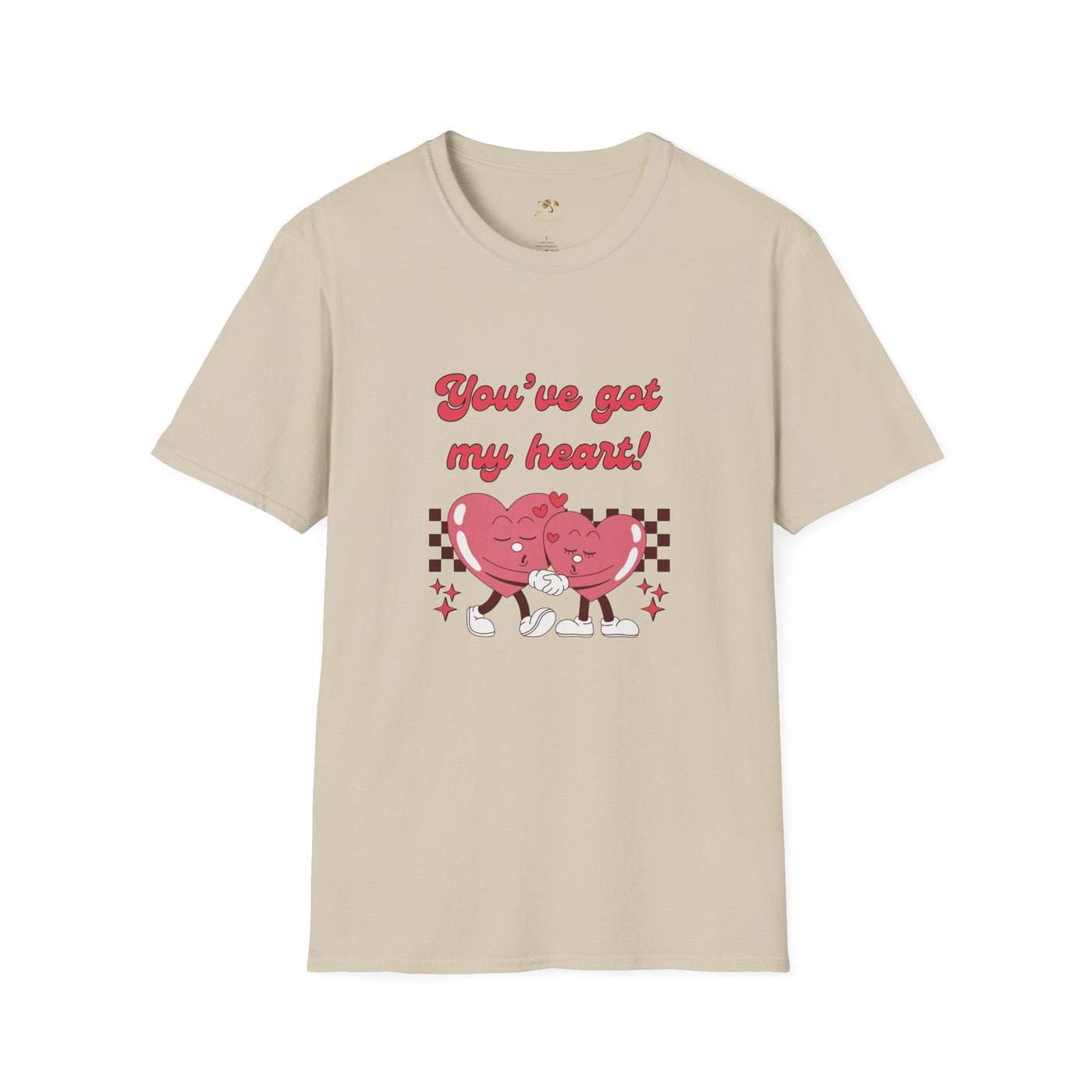 Unisex heart graphic tee with "You've got my heart" design, perfect Valentine's Day gift.