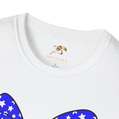 Coquette USA patriotic T-shirt with star pattern design.