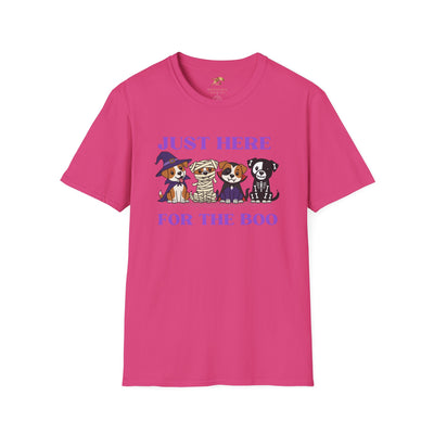 NOTALIFY Just Here for the Boo Dog Halloween TEE | Cute Puppy Costume | Soft Cotton | Fun Fall Outfit for Kids & Adults