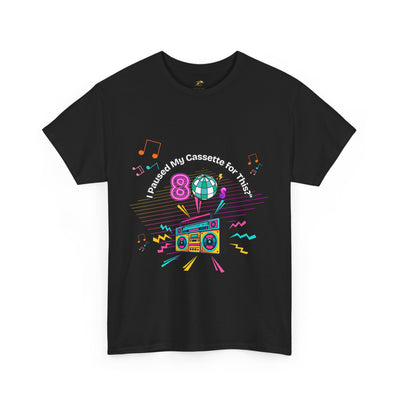 Retro Cassette Tape Unisex Heavy Cotton Tee, Vintage Music Lover Shirt, 80s Nostalgia Graphic Tee, Pause Cassette Player Shirt, Mixtape Fan - NOTALIFY