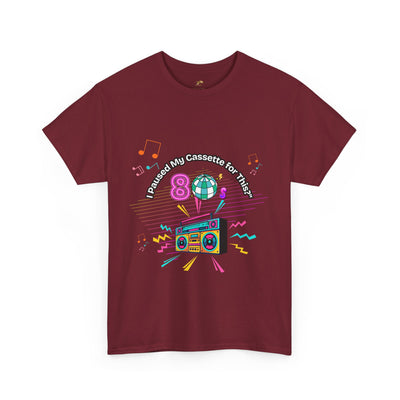 Retro Cassette Tape Unisex Heavy Cotton Tee, Vintage Music Lover Shirt, 80s Nostalgia Graphic Tee, Pause Cassette Player Shirt, Mixtape Fan - NOTALIFY