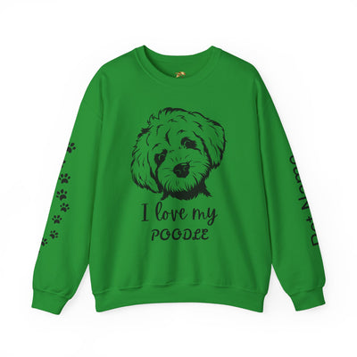 Poodle Dog Lover Sweatshirt, Pet's Name Personalized Gift Idea, Poodle Dog Owner Apparel, Custom Dog Paw Print Jumper, Comfy Crewneck - NOTALIFY