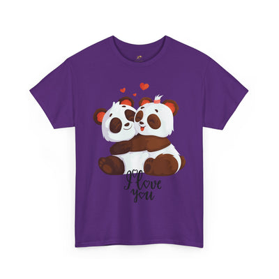 Romantic Panda Tee, Romantic Graphic T-shirt, two panda bears hugging each other with an I love you message - NOTALIFY