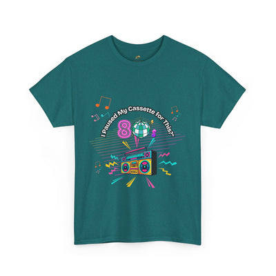 Retro Cassette Tape Unisex Heavy Cotton Tee, Vintage Music Lover Shirt, 80s Nostalgia Graphic Tee, Pause Cassette Player Shirt, Mixtape Fan - NOTALIFY