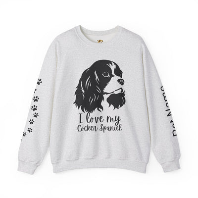 Cocker Spaniel Sweatshirt, Pet's Name Personalized Gift Idea, Cocker Spaniel Dog Owner Apparel, Custom Dog Paw Print Jumper, Comfy Crewneck - NOTALIFY