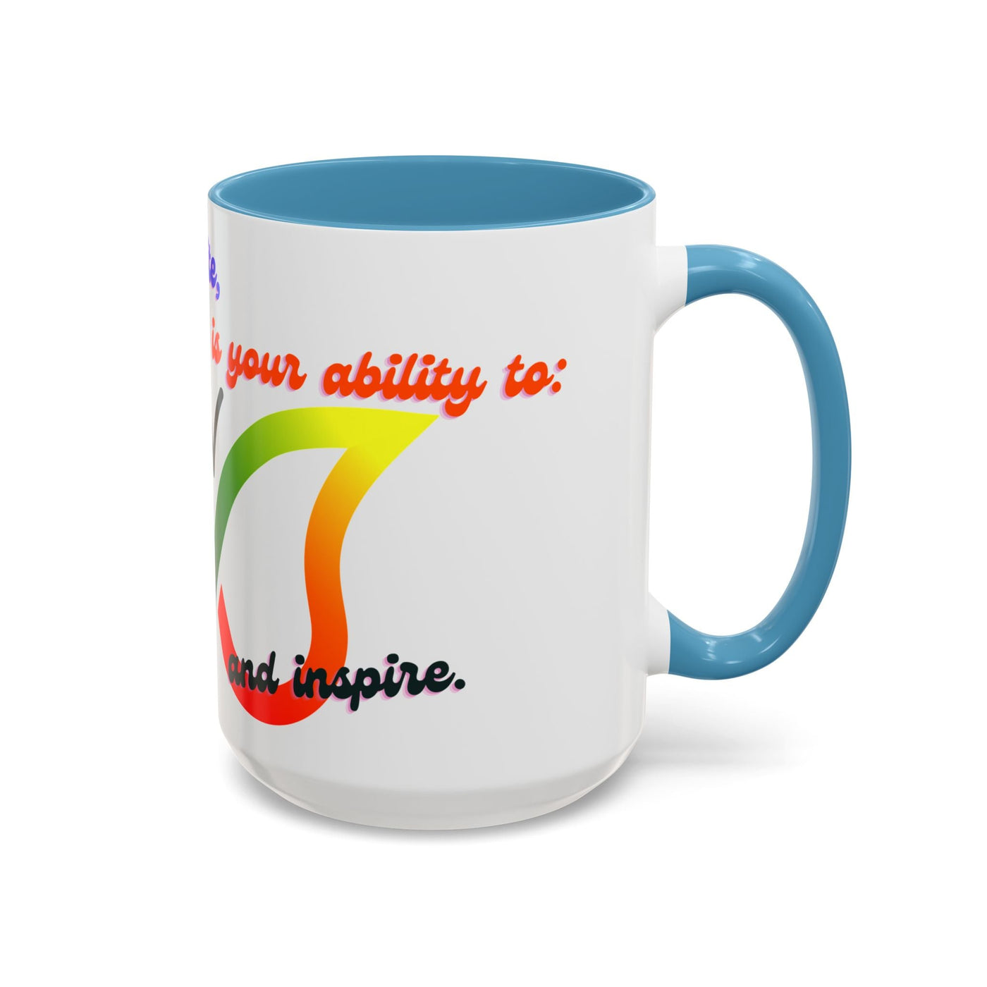 Infinity Butterfly Mug with motivational design, blue interior, available in 11oz and 15oz, ideal for creatives.