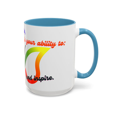 Infinity Butterfly Mug with motivational design, blue interior, available in 11oz and 15oz, ideal for creatives.