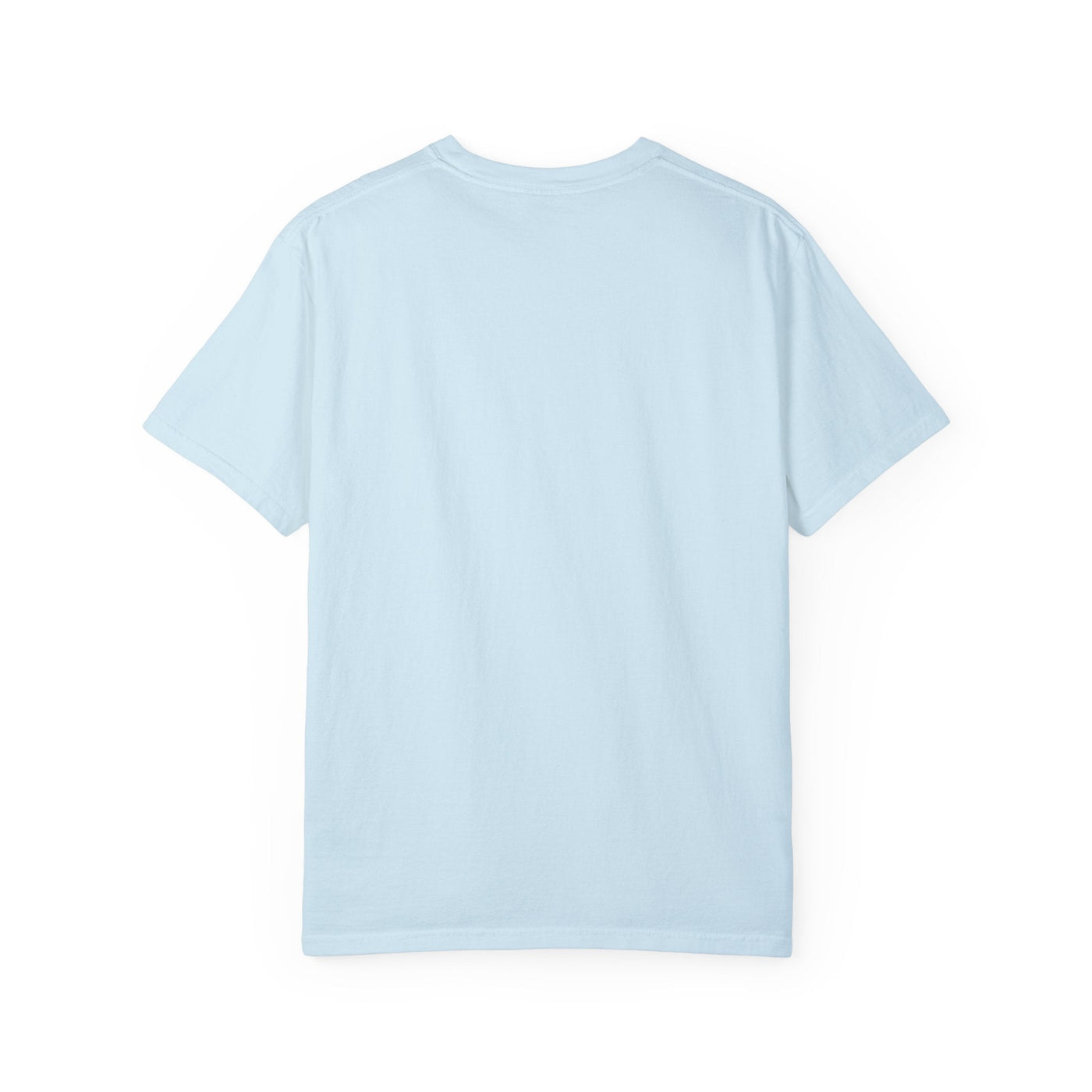 Moon and Back Unisex T-shirt in light blue, featuring a romantic celestial design.
