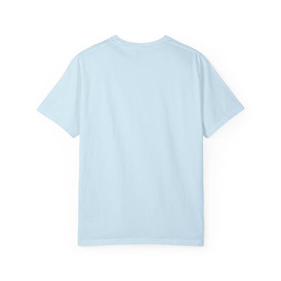 Moon and Back Unisex T-shirt in light blue, featuring a romantic celestial design.